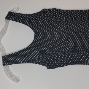 EUC✨medium sleeveless black & white polka dot scoop neck dress